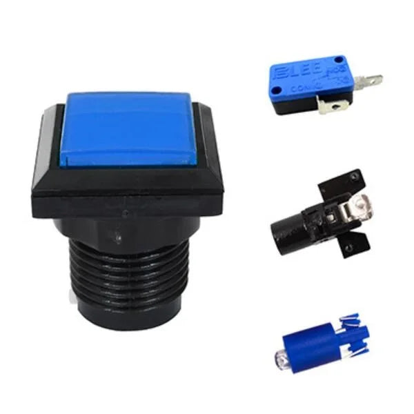 Square Lighted Buttons Illuminated Push Button With Micro Switch For Arcade Game Machines 5 Colors 33*33mm