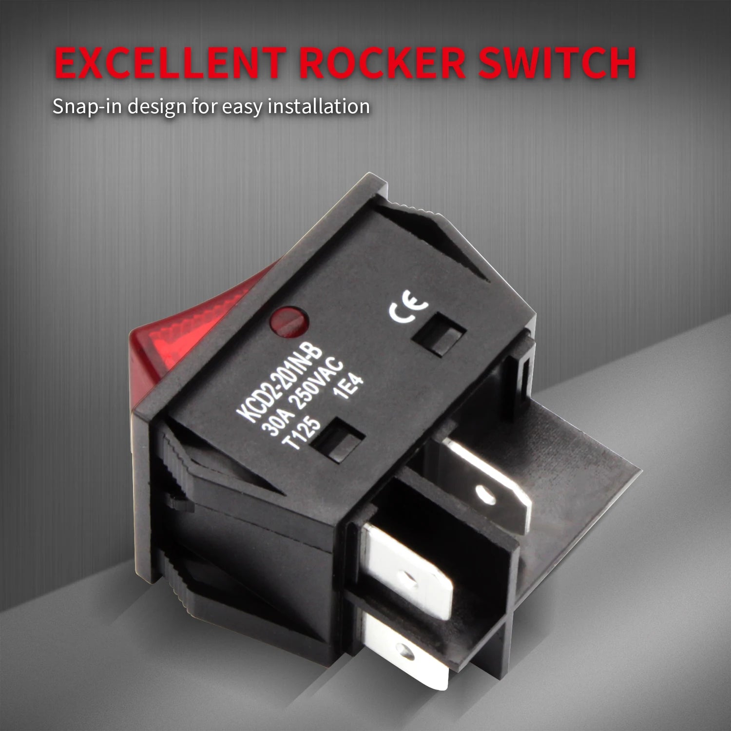 Rocker Switch ON OFF 5PCS 30A 250V Heavy Duty 4 Pin With Red Lighted 220V