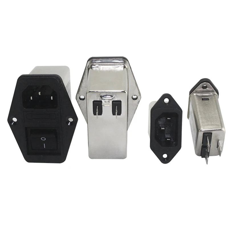 1pcs Black IEC320 C13 C14 EMI Anti-interference Fused Filter Socket 6A 10A power purifier switch socket for game player speaker