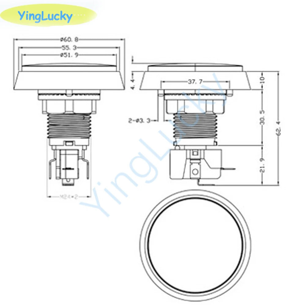 10pcs Arcade Button 60MM  With LED Light Lamp