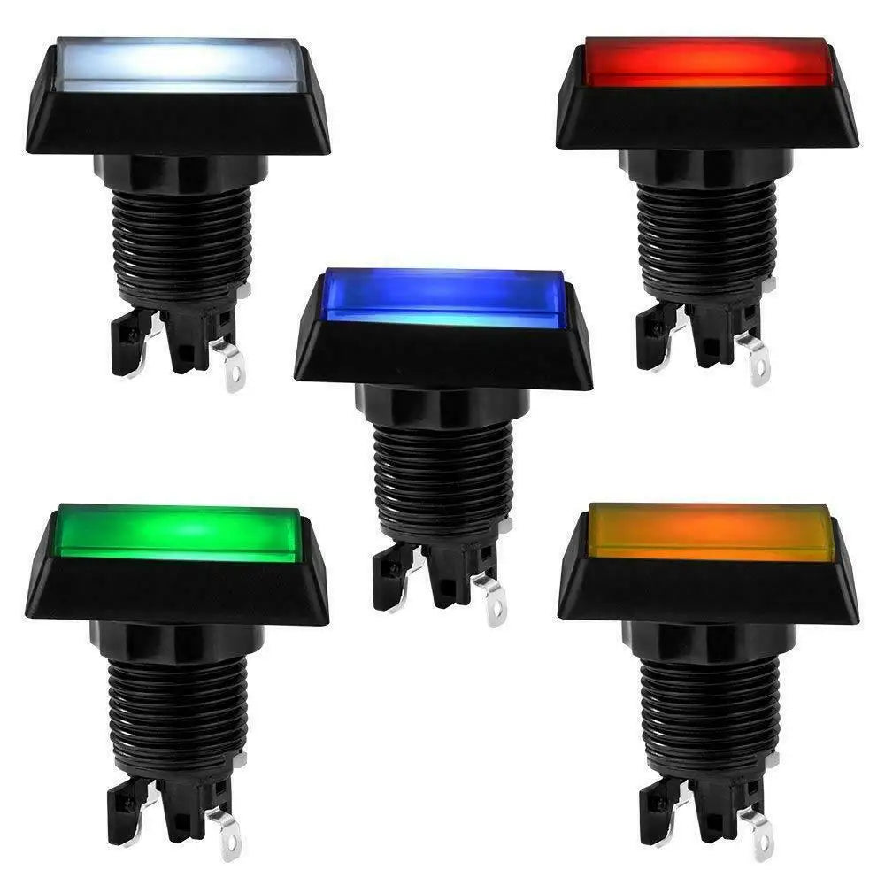 Arcade Push Buttons  Illuminated 5 Colours LED Light Lamps 30*50mm Rectangular Arcade Push Button With Microswitch