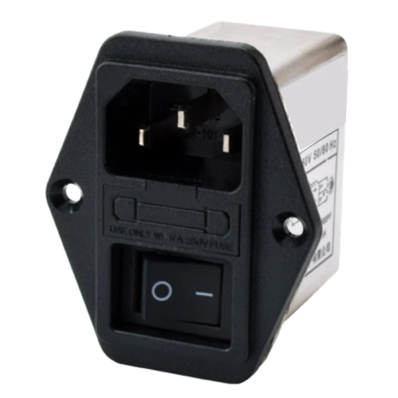 1pcs Black IEC320 C13 C14 EMI Anti-interference Fused Filter Socket 6A 10A power purifier switch socket for game player speaker