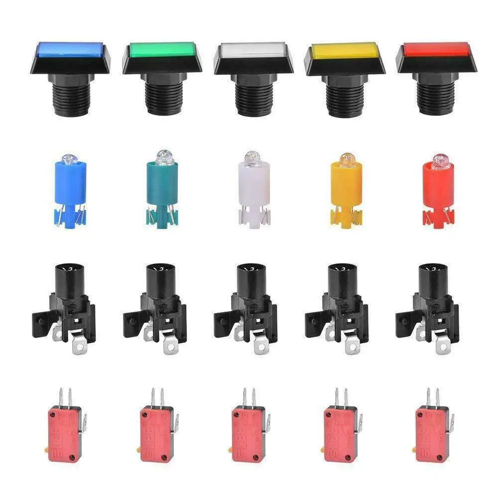 Arcade Push Buttons  Illuminated 5 Colours LED Light Lamps 30*50mm Rectangular Arcade Push Button With Microswitch