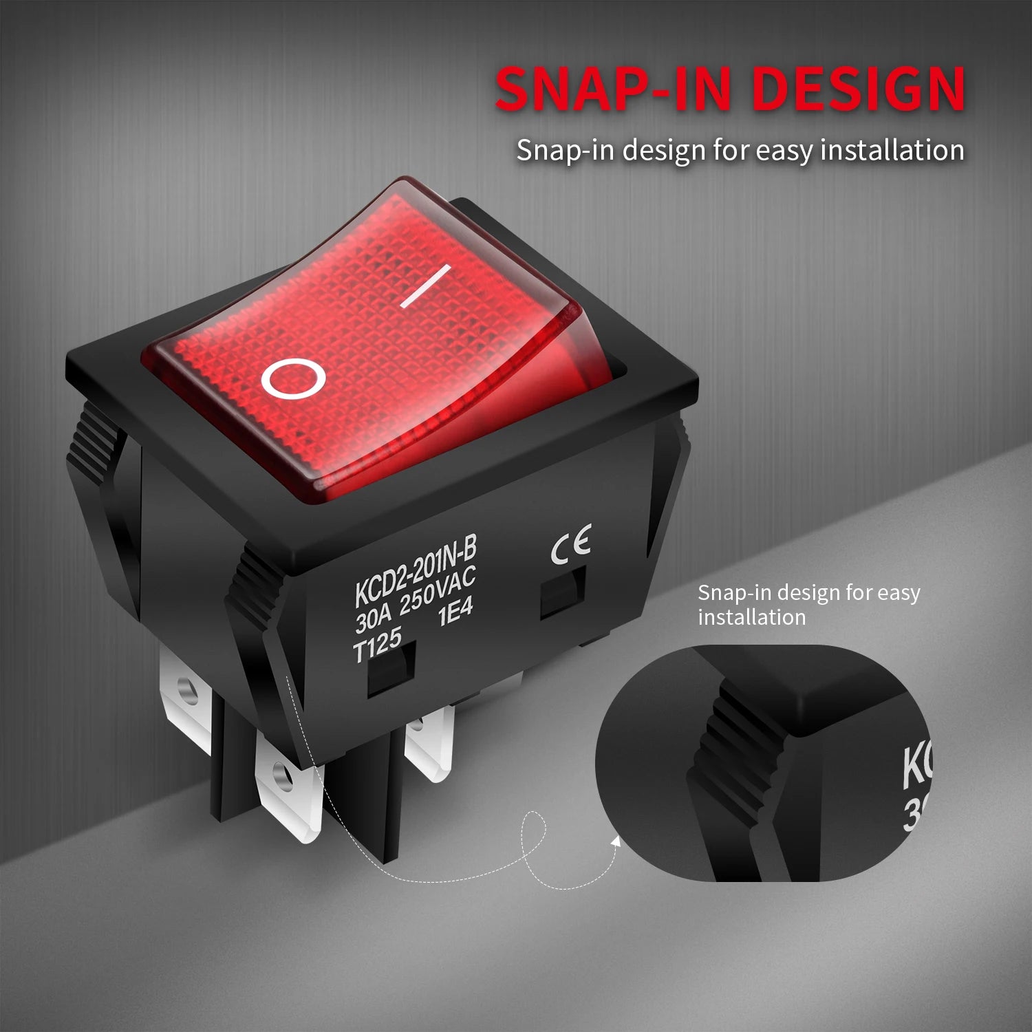 Rocker Switch ON OFF 5PCS 30A 250V Heavy Duty 4 Pin With Red Lighted 220V