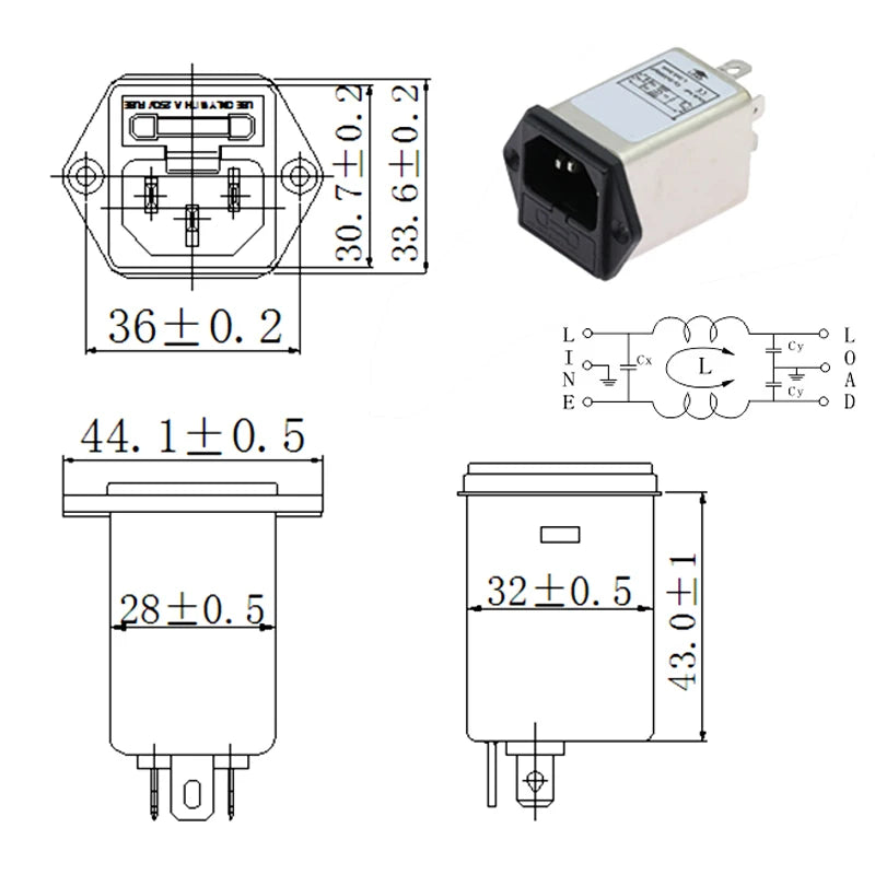 1pcs Black IEC320 C13 C14 EMI Anti-interference Fused Filter Socket 6A 10A power purifier switch socket for game player speaker