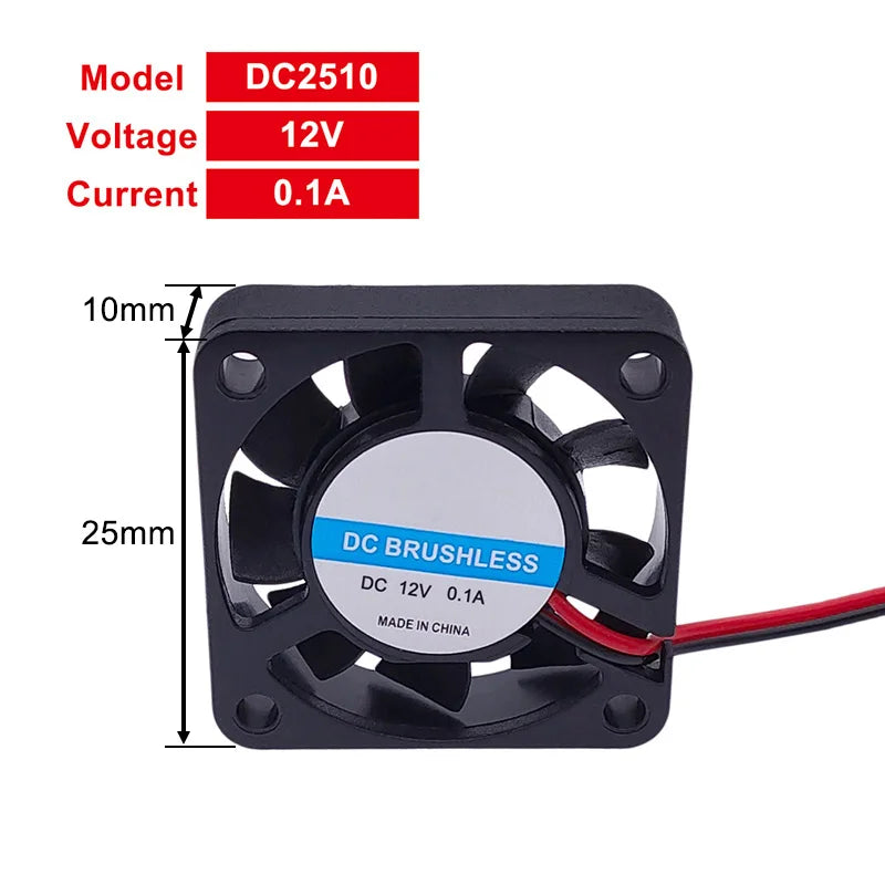 DC Brushless Fan with Two Lines 5V 12V 24V Industrial Cooling Fans Sleeve Bearing 25/30/35/40/50*10mm