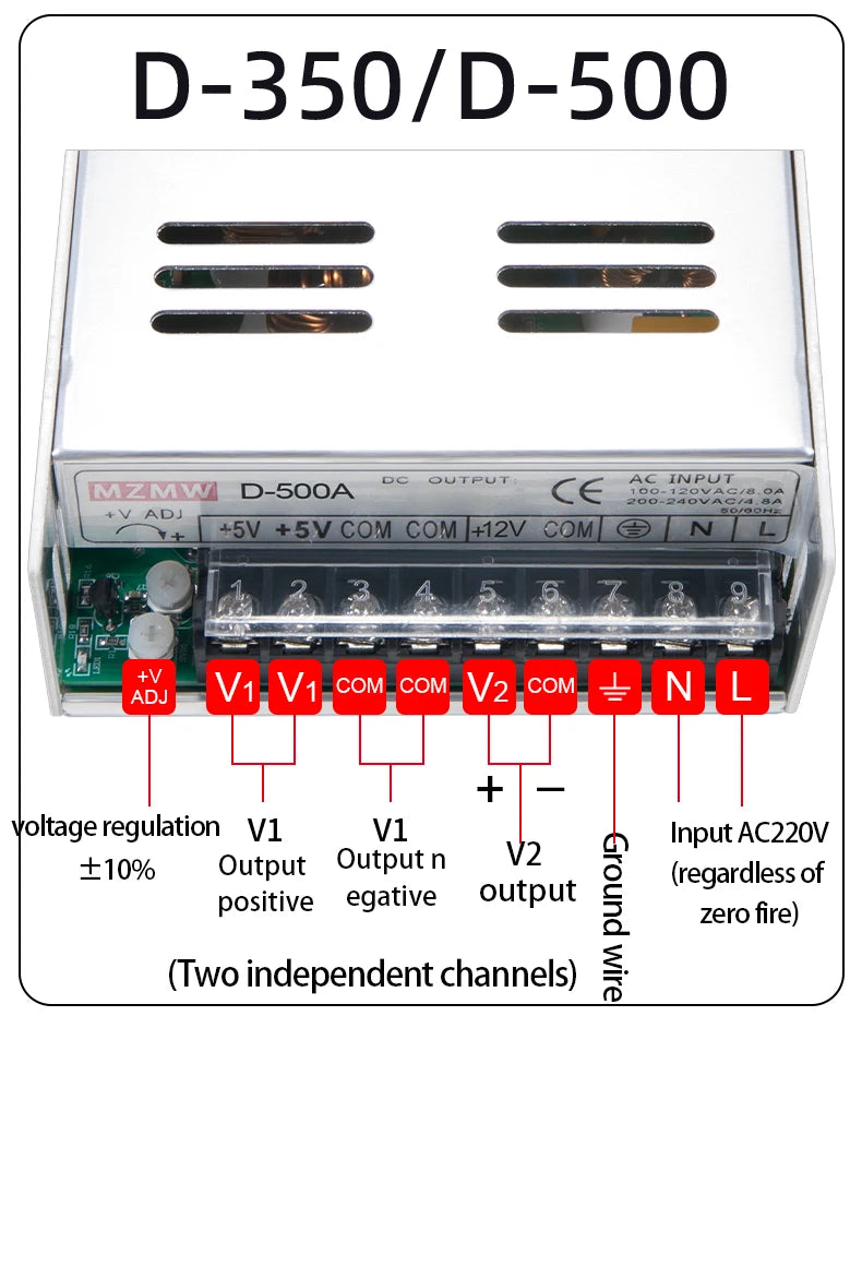 Dual Output Switching Power Supply 5V 12V 24V AC/DC Transformer