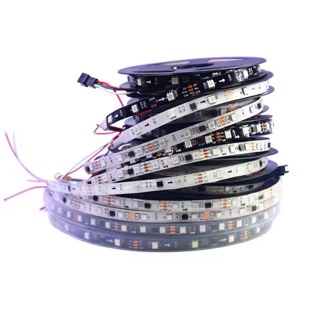 5m RGB full color Led Pixel Strip Light DC12V 30/48/60/72LEDs Addressable 5050 RGB Smart LED Tape