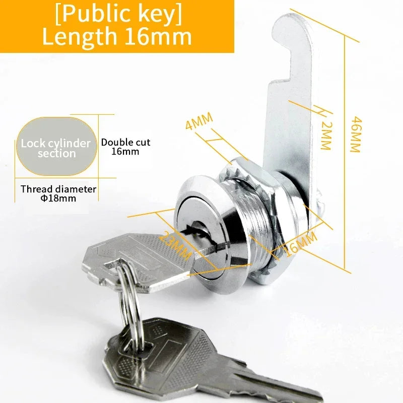 5/20 Sets Metal Cam Lock With Keys 16mm/20MM/25MM/30MM