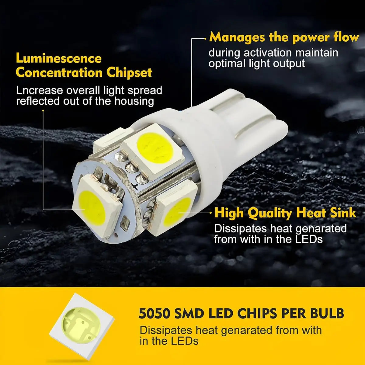 10/20/30/50 PCS T LED Bulbs  Lights 12V 5050-5SMD 7000K White Red Yellow Blue