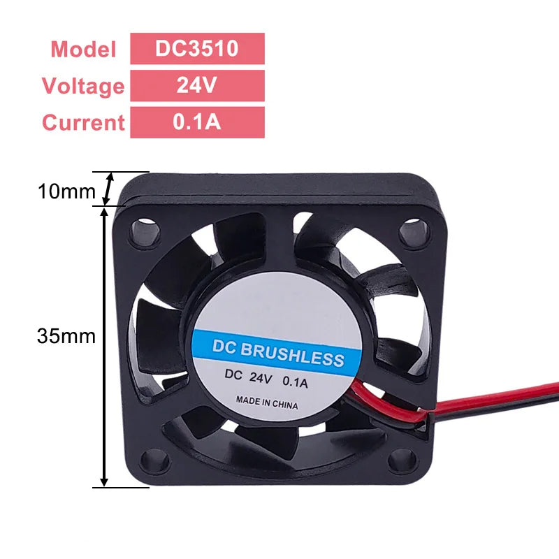 DC Brushless Fan with Two Lines 5V 12V 24V Industrial Cooling Fans Sleeve Bearing 25/30/35/40/50*10mm