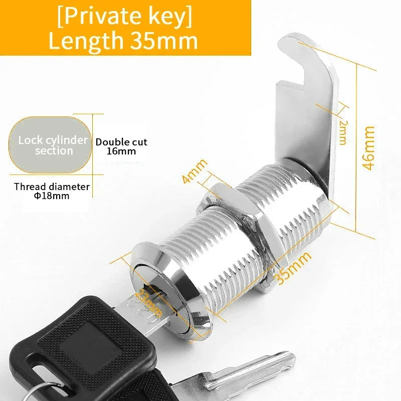 5/20 Sets Metal Cam Lock With Keys 16mm/20MM/25MM/30MM