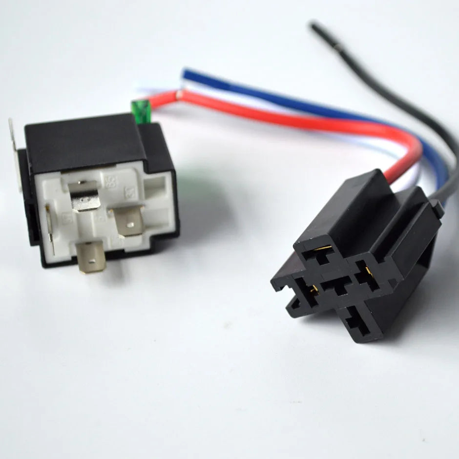 1Set 4-Pin Relay & Fuse 12V DC With Socket Base/Wires/Fuse 30A
