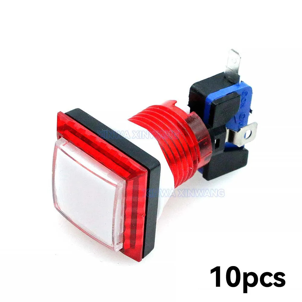 10PCS 32mm Clear Square Light Led Push Button Arcade 12v Illuminated Switches
