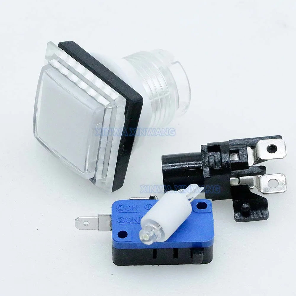 10PCS 32mm Clear Square Light Led Push Button Arcade 12v Illuminated Switches