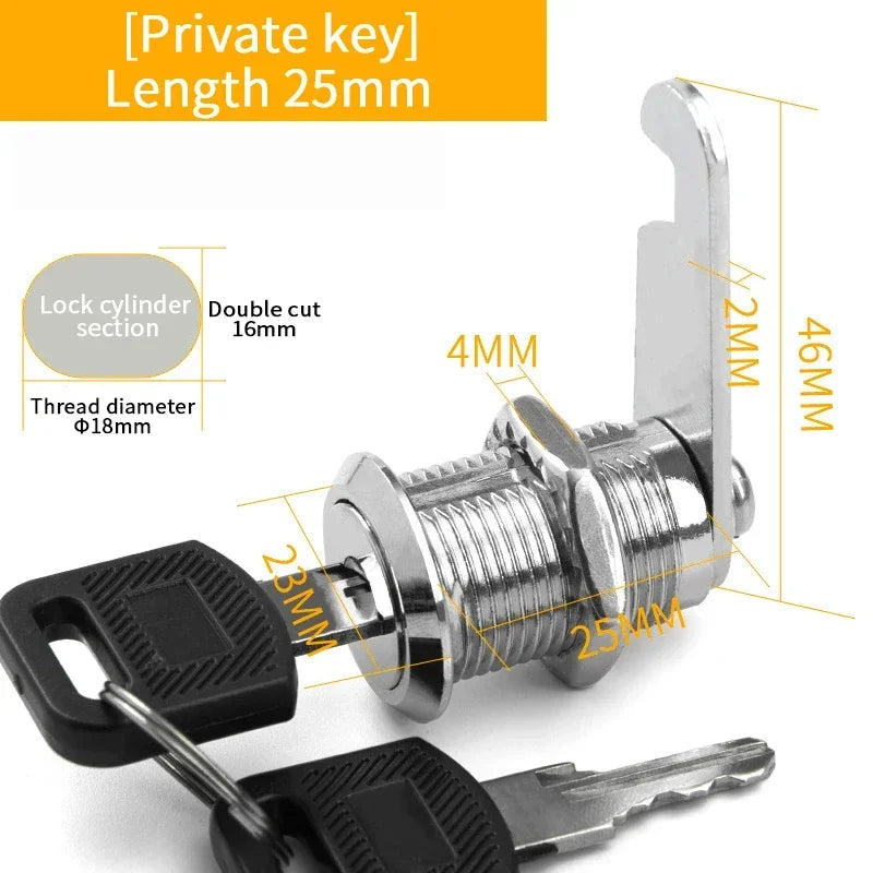 5/20 Sets Metal Cam Lock With Keys 16mm/20MM/25MM/30MM