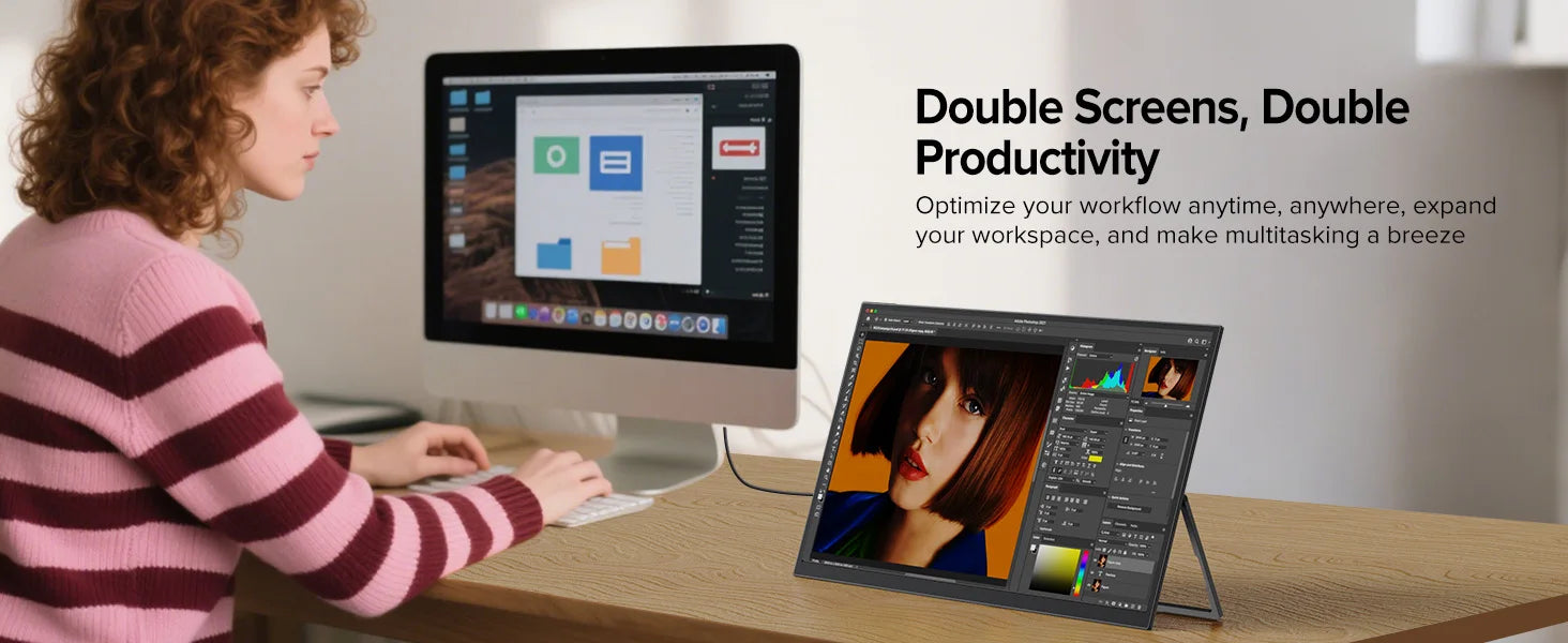 18.5 Inch Portable Monitor 120HZ IPS  HDMI USB C External Screen With VESA Adjust Stand