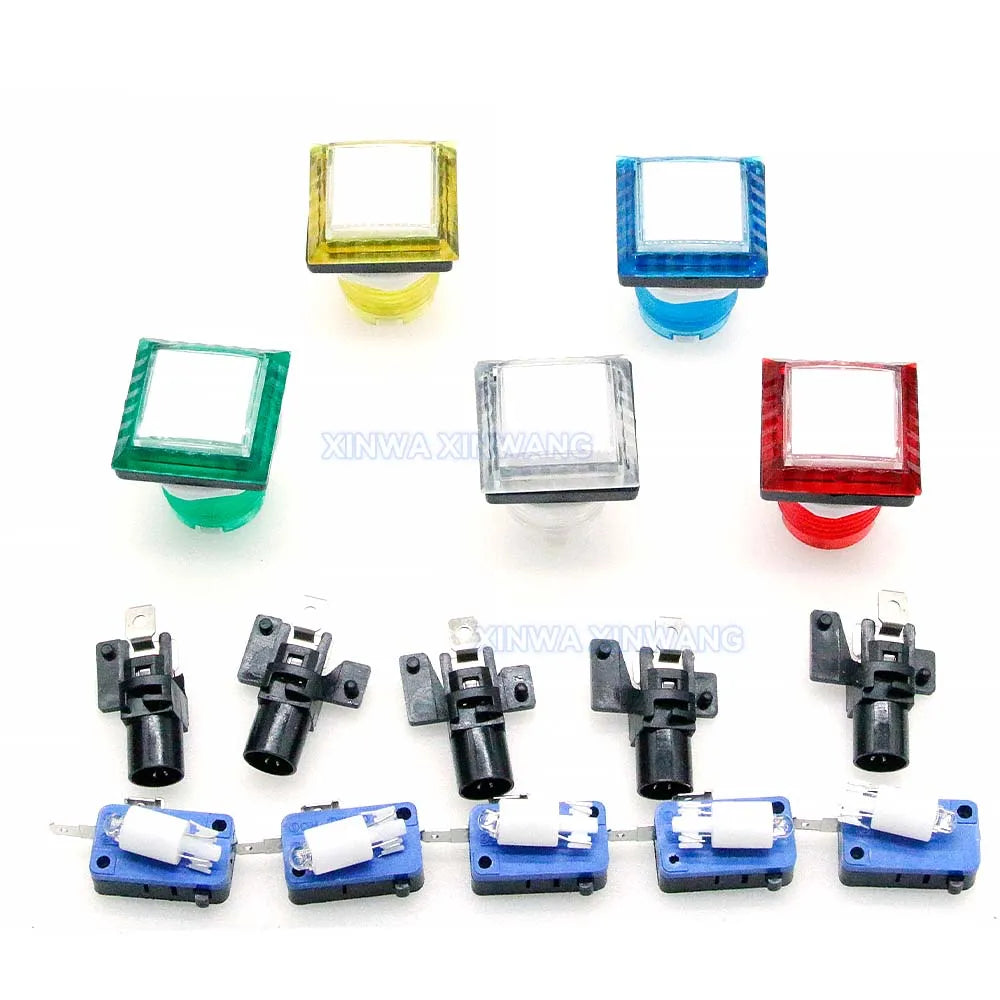 10PCS 32mm Clear Square Light Led Push Button Arcade 12v Illuminated Switches