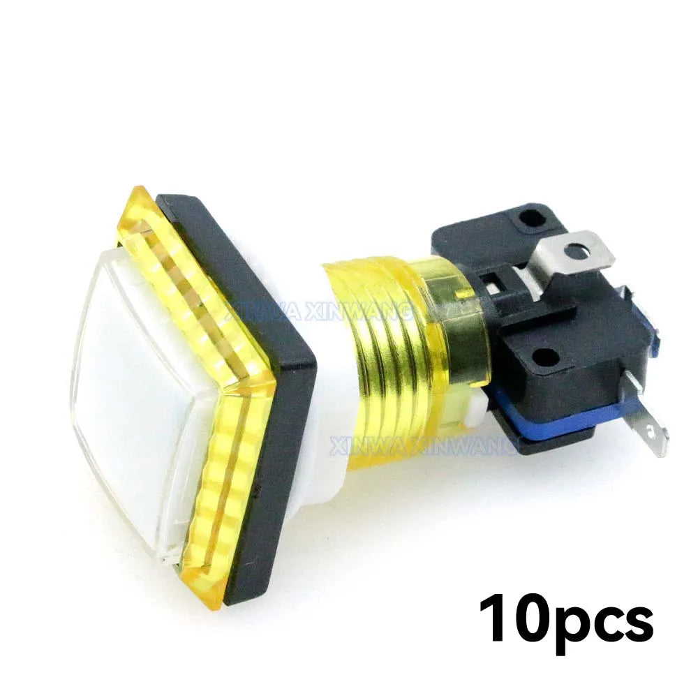 10PCS 32mm Clear Square Light Led Push Button Arcade 12v Illuminated Switches