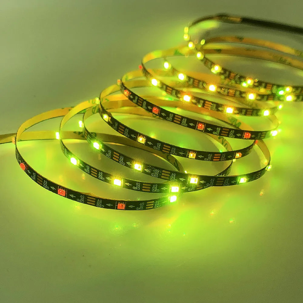 DC 5V 3mm Narrow Width White Black PCB WS2812B LED Strip 60Leds/m 2020 RGB Individually Addressable Dream Color Pixel Light Tape