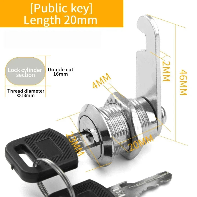 5/20 Sets Metal Cam Lock With Keys 16mm/20MM/25MM/30MM