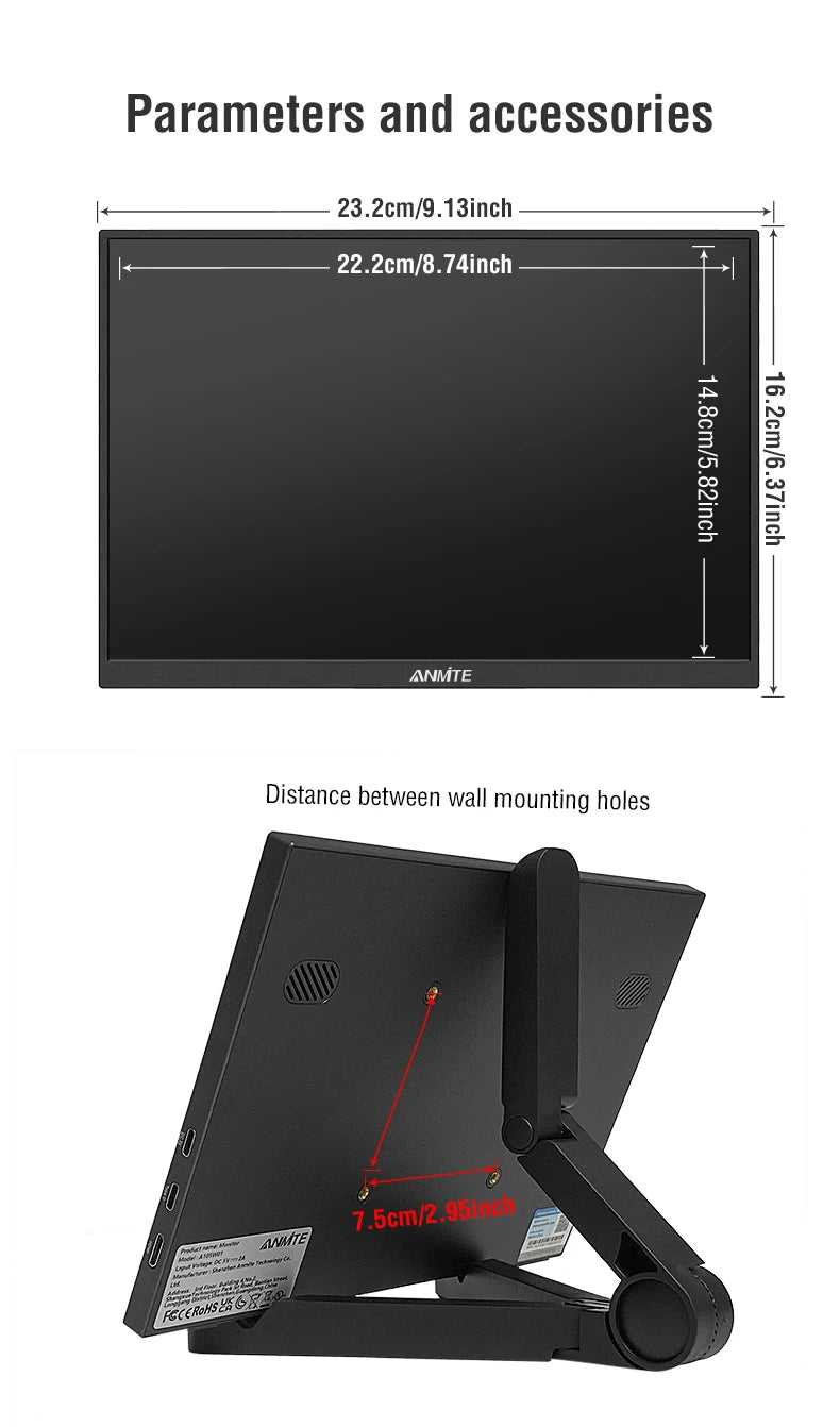 10.5-Inch Portable Monitor 1280P HDR 15:10