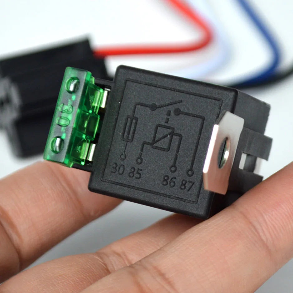 1Set 4-Pin Relay & Fuse 12V DC With Socket Base/Wires/Fuse 30A