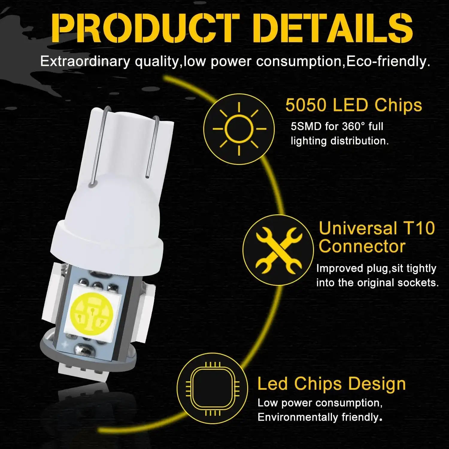 10/20/30/50 PCS T LED Bulbs  Lights 12V 5050-5SMD 7000K White Red Yellow Blue