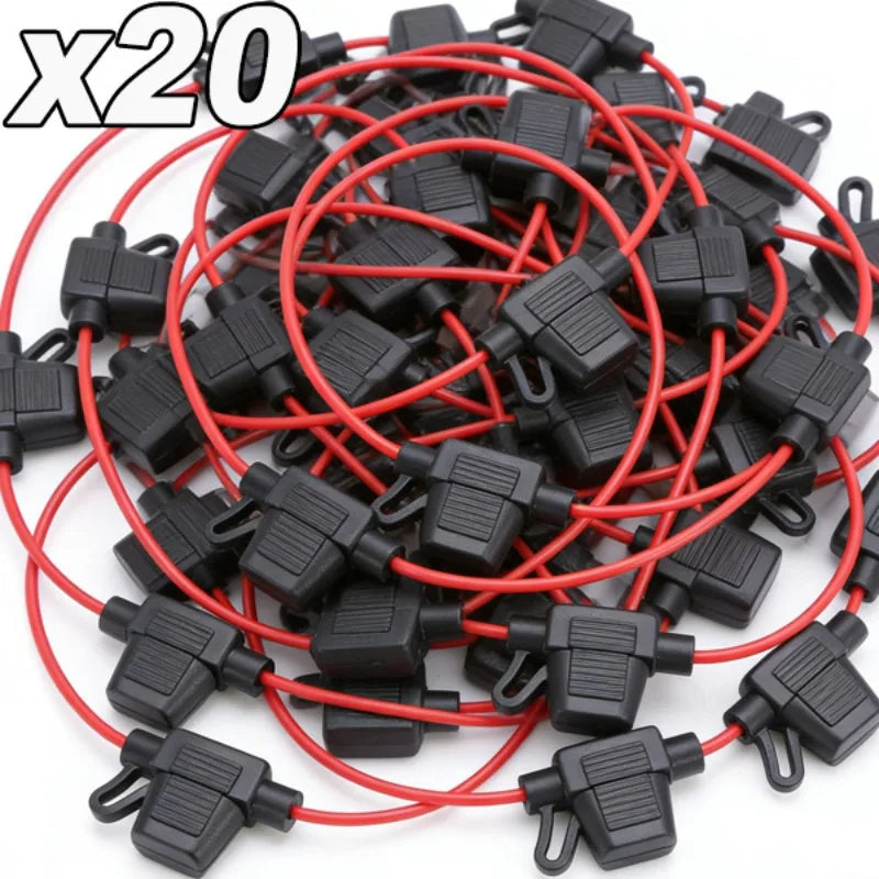 In Line Fuse Socket Mini Blade Fuse Holder Splash-Proof 12V 30A with Fuse Blade 5-20pcs