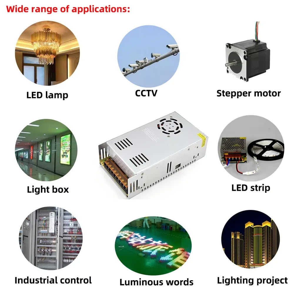 400W 500W 600W 800W Switching Power Supply Light Transformer AC 110V 220V To DC 5V 12V 24V 36V 48V Power Supply Source For Led