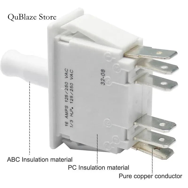 Push-Pull 6 PIN Interlock Way Closing Double Pole Sliding Door Switch DPDT