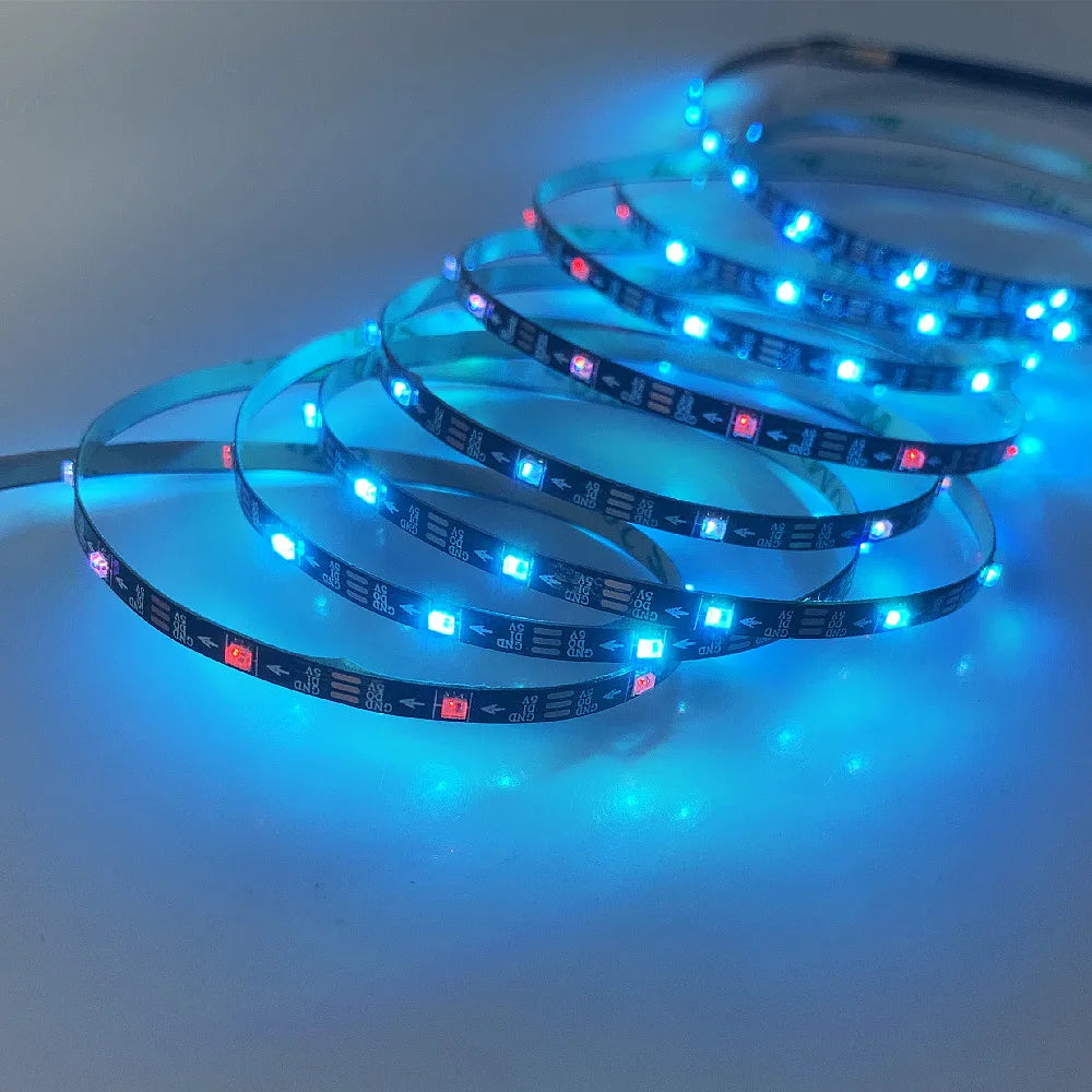 DC 5V 3mm Narrow Width White Black PCB WS2812B LED Strip 60Leds/m 2020 RGB Individually Addressable Dream Color Pixel Light Tape