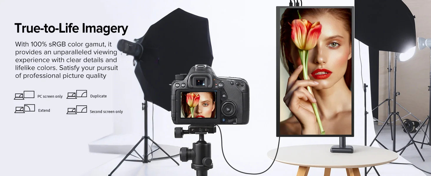 18.5 Inch Portable Monitor 120HZ IPS  HDMI USB C External Screen With VESA Adjust Stand