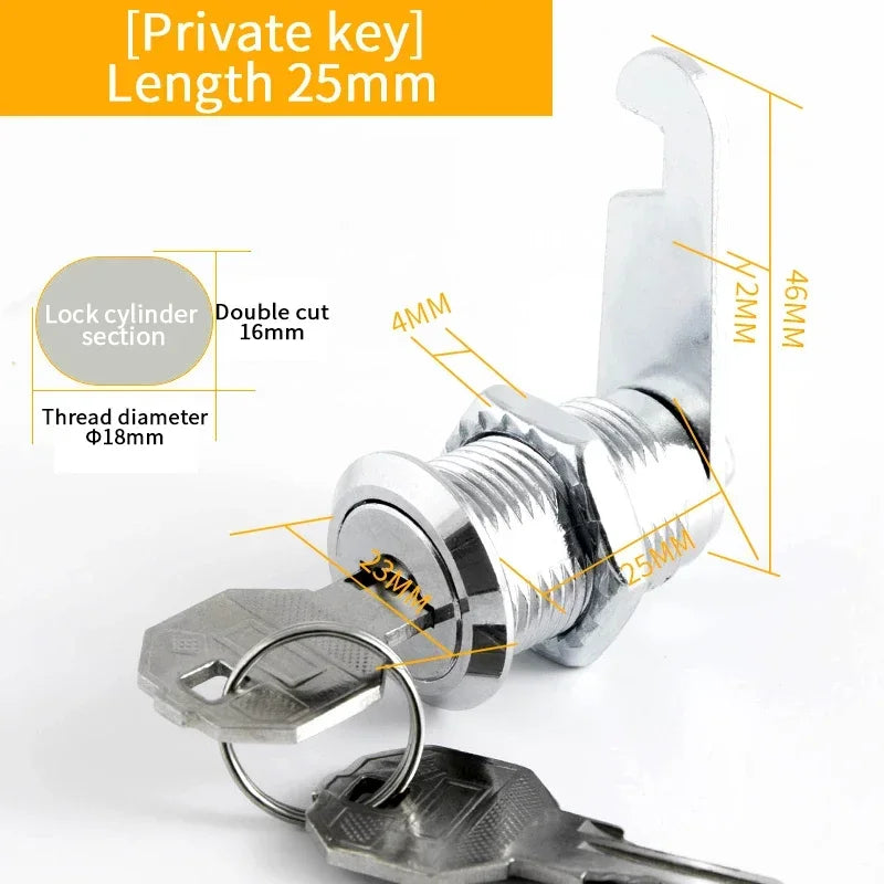 5/20 Sets Metal Cam Lock With Keys 16mm/20MM/25MM/30MM
