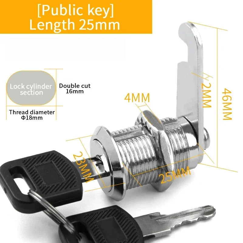 5/20 Sets Metal Cam Lock With Keys 16mm/20MM/25MM/30MM