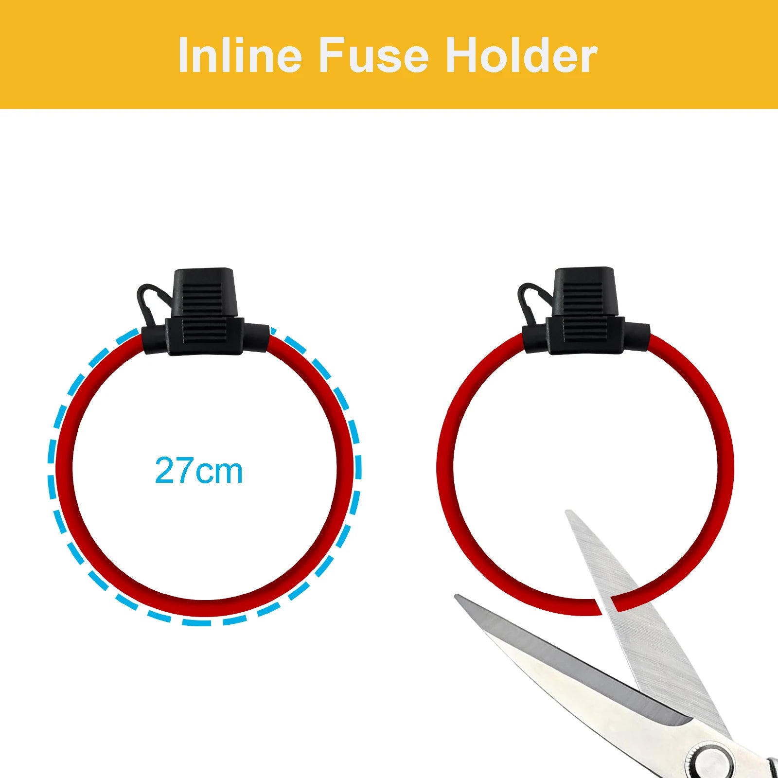 12/14/16 Gauge Inline Fuse Holder With Mini Blade Fuse 5A/10A/15A/20A/25A/30A