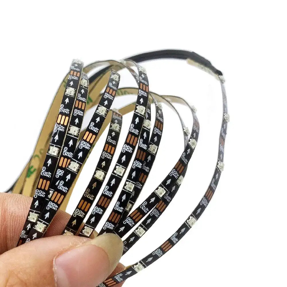 DC 5V 3mm Narrow Width White Black PCB WS2812B LED Strip 60Leds/m 2020 RGB Individually Addressable Dream Color Pixel Light Tape