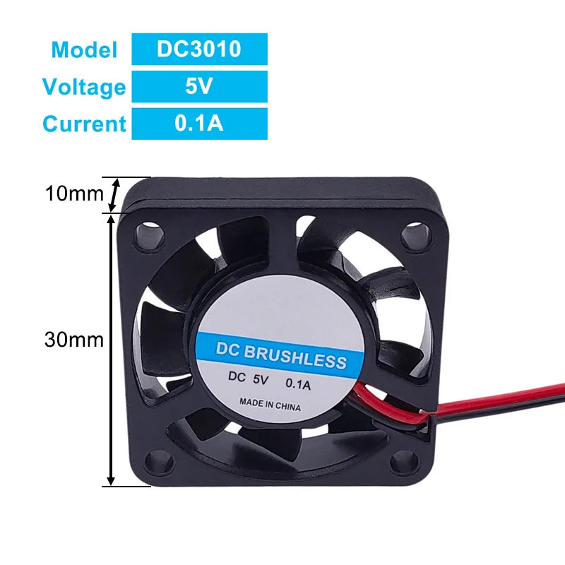 DC Brushless Fan with Two Lines 5V 12V 24V Industrial Cooling Fans Sleeve Bearing 25/30/35/40/50*10mm