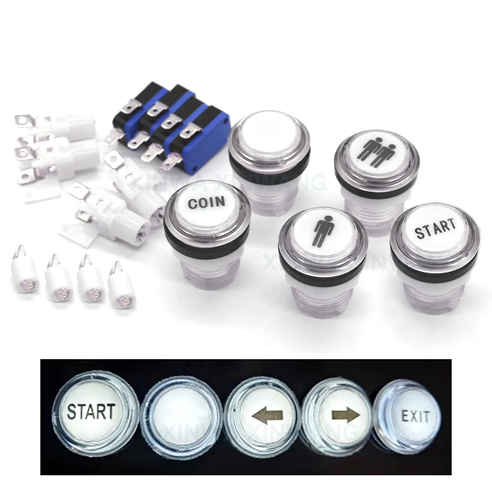 5V 12V Light Clear Plastic Push Button 33mm Led Illuminated For Coin Arcade Game
