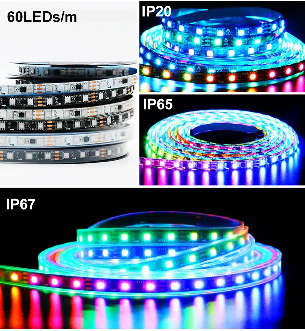 5m RGB full color Led Pixel Strip Light DC12V 30/48/60/72LEDs Addressable 5050 RGB Smart LED Tape