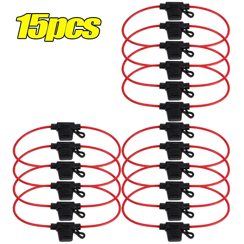 In Line Fuse Socket Mini Blade Fuse Holder Splash-Proof 12V 30A with Fuse Blade 5-20pcs