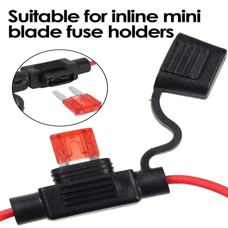 In Line Fuse Socket Mini Blade Fuse Holder Splash-Proof 12V 30A with Fuse Blade 5-20pcs