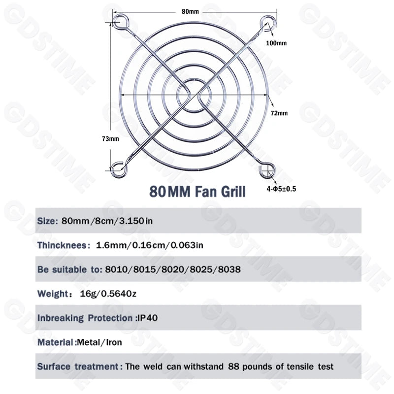 Cooling Fan Grill for 120mm 90mm 80mm 60mm 40mm 30mm Fan Metal Mesh Finger Guard Protective Net Computer Case Fan Grill