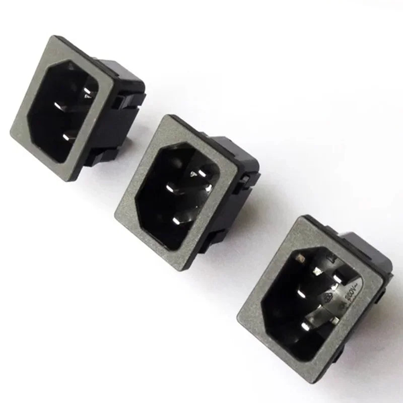 AC Power Socket C14 Inlet Power Industrial Socket Plug LEC320 C14 3Pin Panel Inlet Socket 250VAC 10A