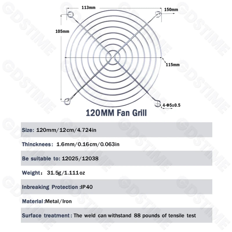 Cooling Fan Grill for 120mm 90mm 80mm 60mm 40mm 30mm Fan Metal Mesh Finger Guard Protective Net Computer Case Fan Grill