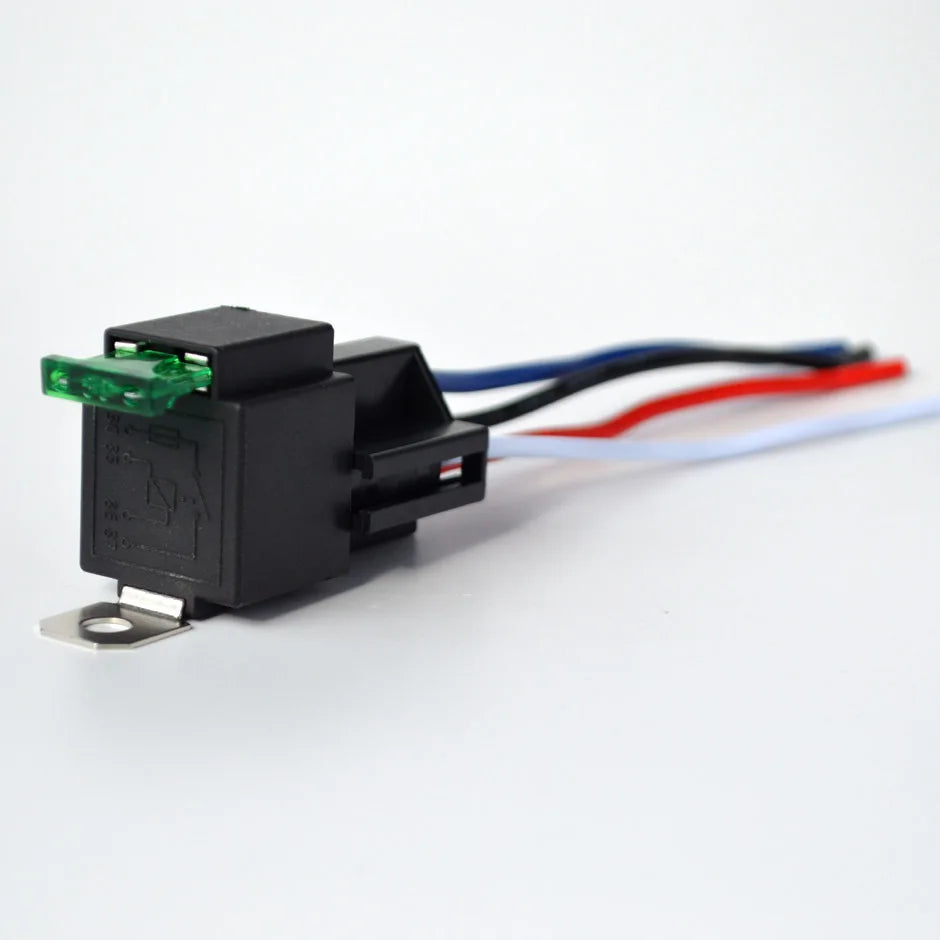 1Set 4-Pin Relay & Fuse 12V DC With Socket Base/Wires/Fuse 30A