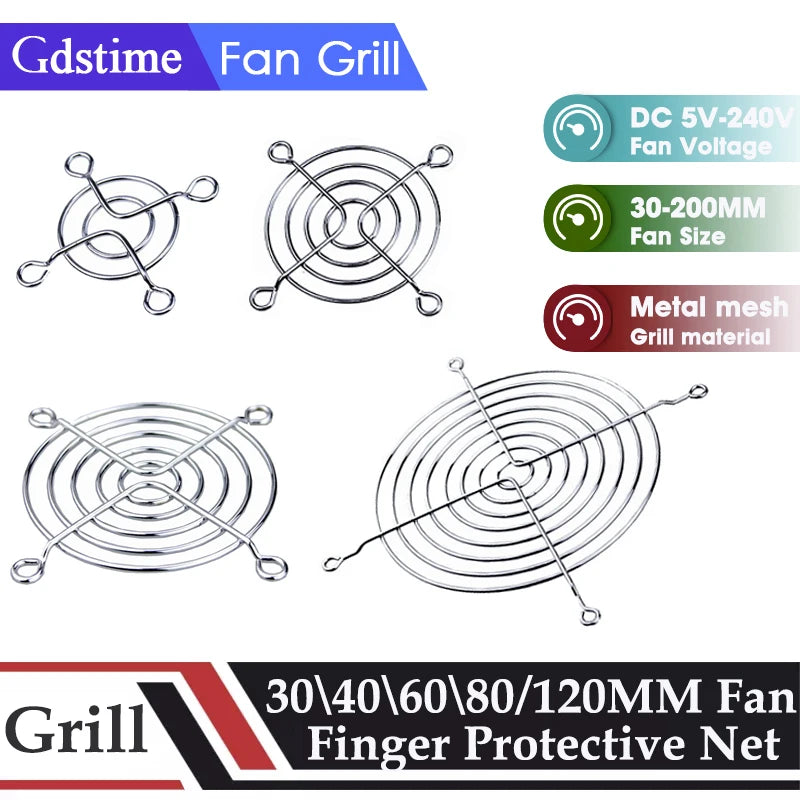 Cooling Fan Grill for 120mm 90mm 80mm 60mm 40mm 30mm Fan Metal Mesh Finger Guard Protective Net Computer Case Fan Grill