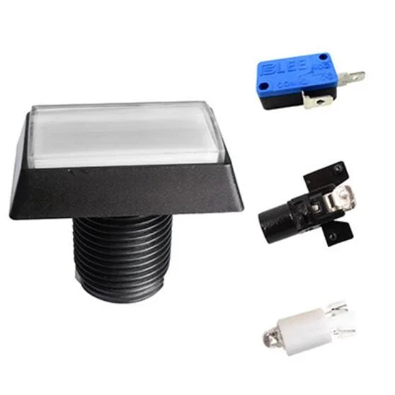 Arcade Push Buttons  Illuminated 5 Colours LED Light Lamps 30*50mm Rectangular Arcade Push Button With Microswitch