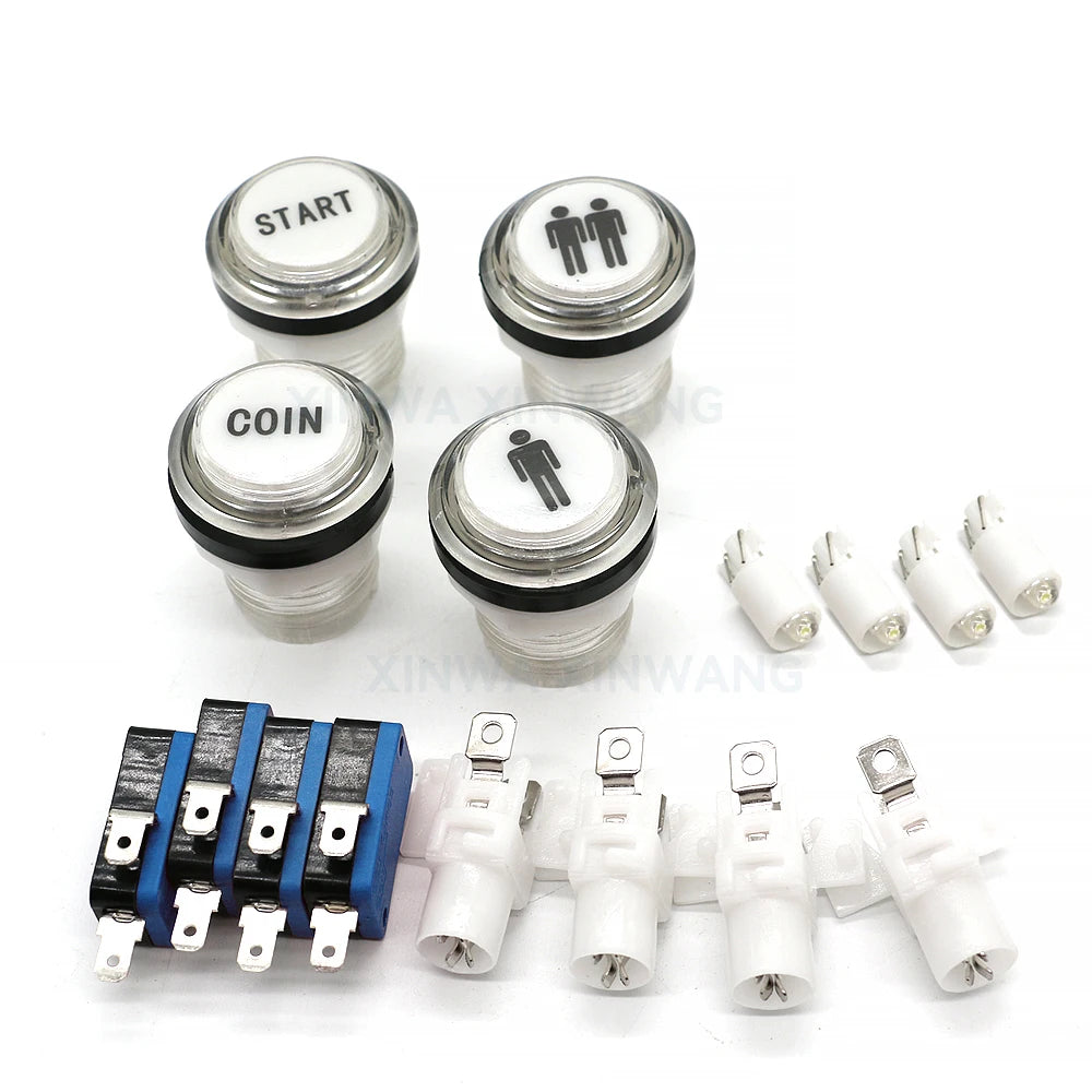 5V 12V Light Clear Plastic Push Button 33mm Led Illuminated For Coin Arcade Game