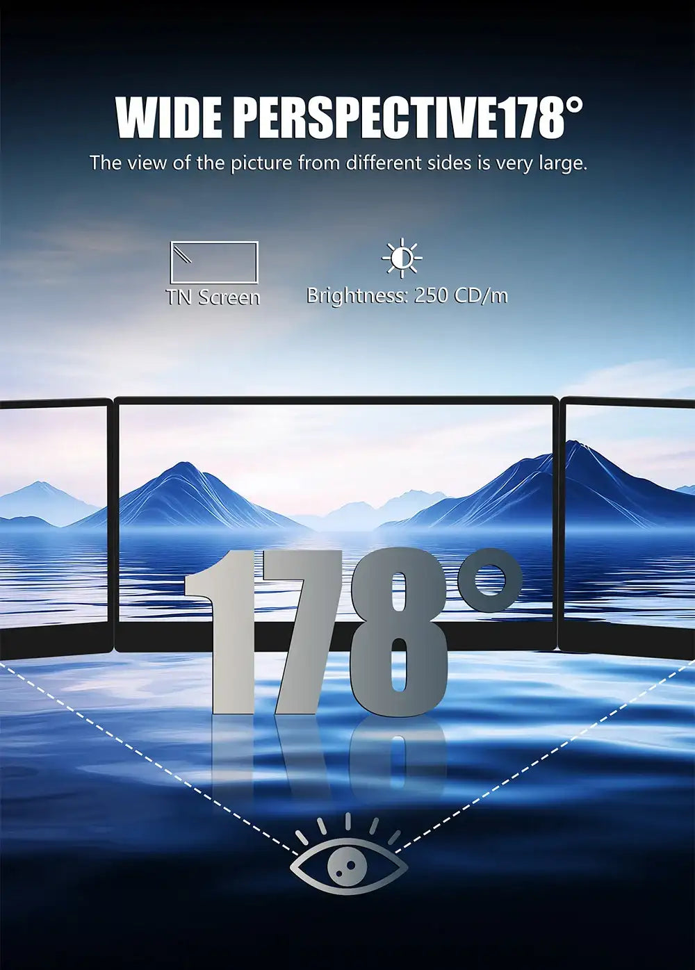 14-inch portable monitor 1366x768, 178°/60Hz, built-in speakers, 2*Type-C, Mini HDMI